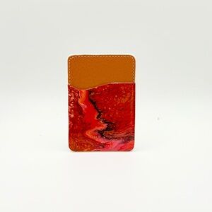 Stylish Red and Tan Phone Card Holder